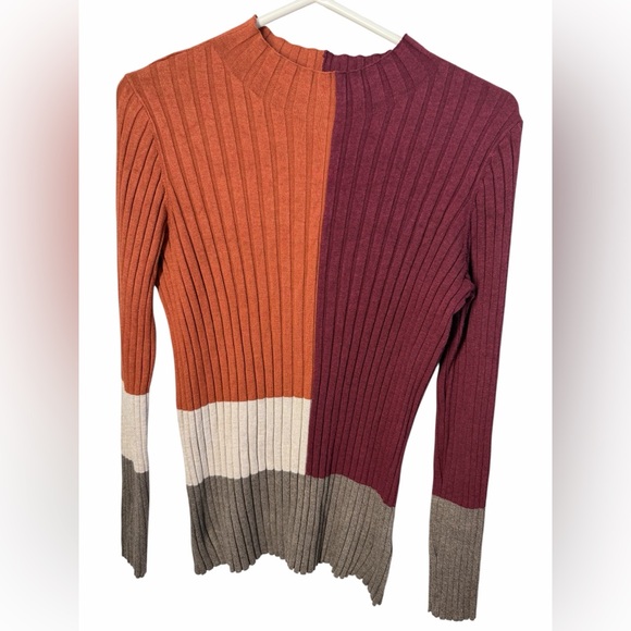 LIVERPOOL Color Block Mock Neck Pullover Sweater Size Large! EUC! Viscose/Nylon! - Picture 2 of 8